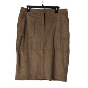 Women's NWT Liz Claiborne lined faux suede pencil skirt, English Brown, size 14